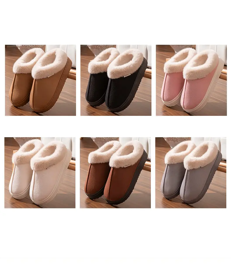 New Plush Cotton Slippers for Women in Winter Indoor Home Warm Fleece-Lined Anti-Slip Bag and Outer Wear Thick-Soled Slippers for Men in Autumn and Winter — feature 9
