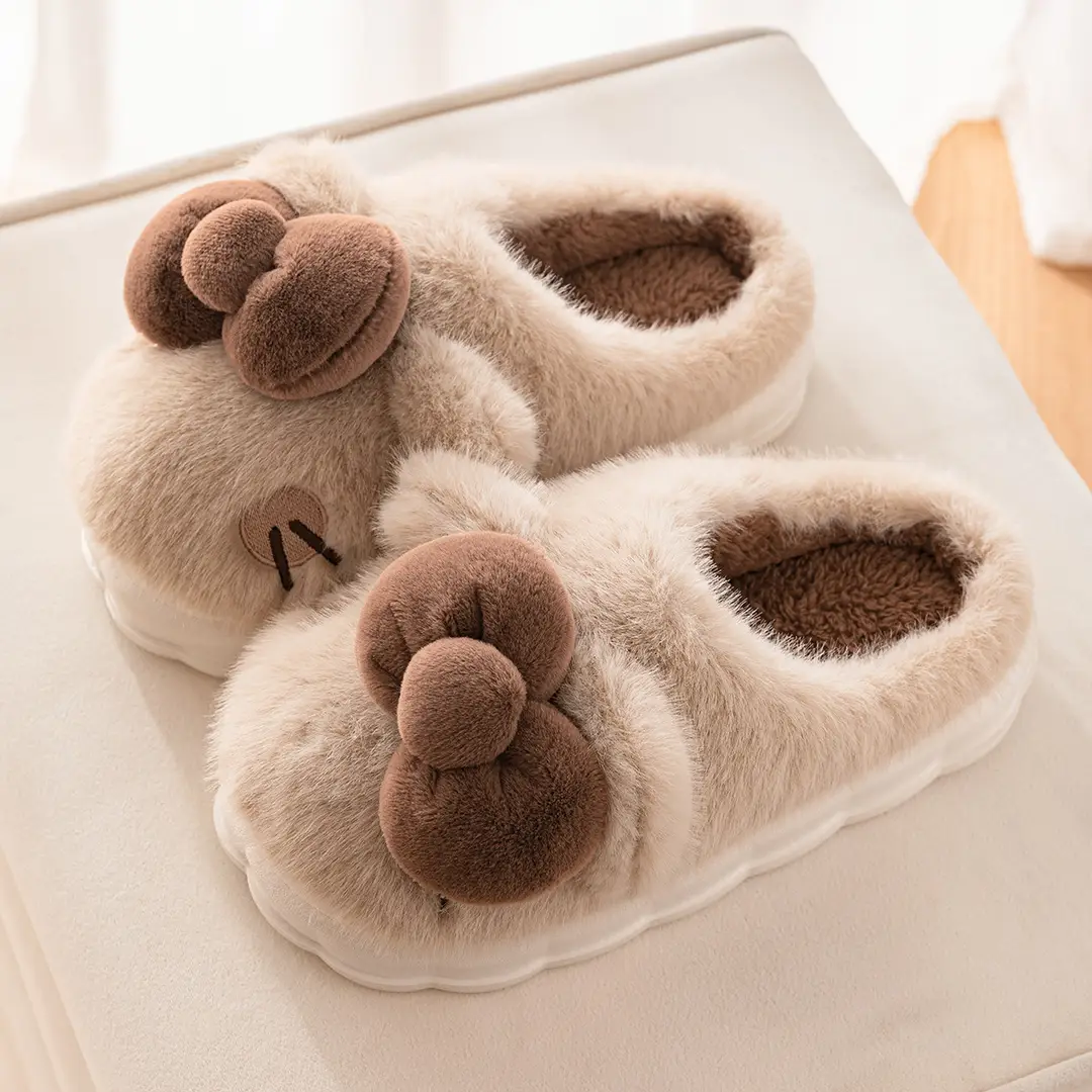 Plush Cotton Slippers for Women in Autumn and Winter, Indoor Home Thick-Soled Non-Slip Warm Cotton Shoes for Women, Winter Warm Cotton Shoes - Image 2
