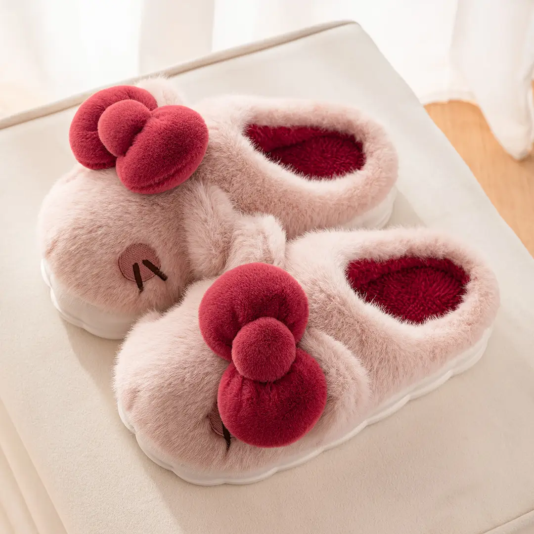 Plush Cotton Slippers for Women in Autumn and Winter, Indoor Home Thick-Soled Non-Slip Warm Cotton Shoes for Women, Winter Warm Cotton Shoes - Image 3
