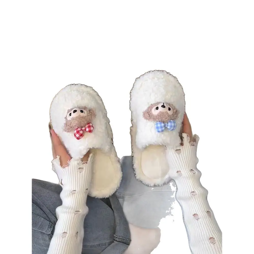 Cute Bear Design Winter Cotton Slippers for Women - Image 8