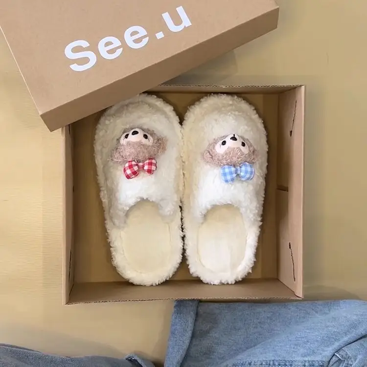 Cute Bear Design Winter Cotton Slippers for Women — feature 15