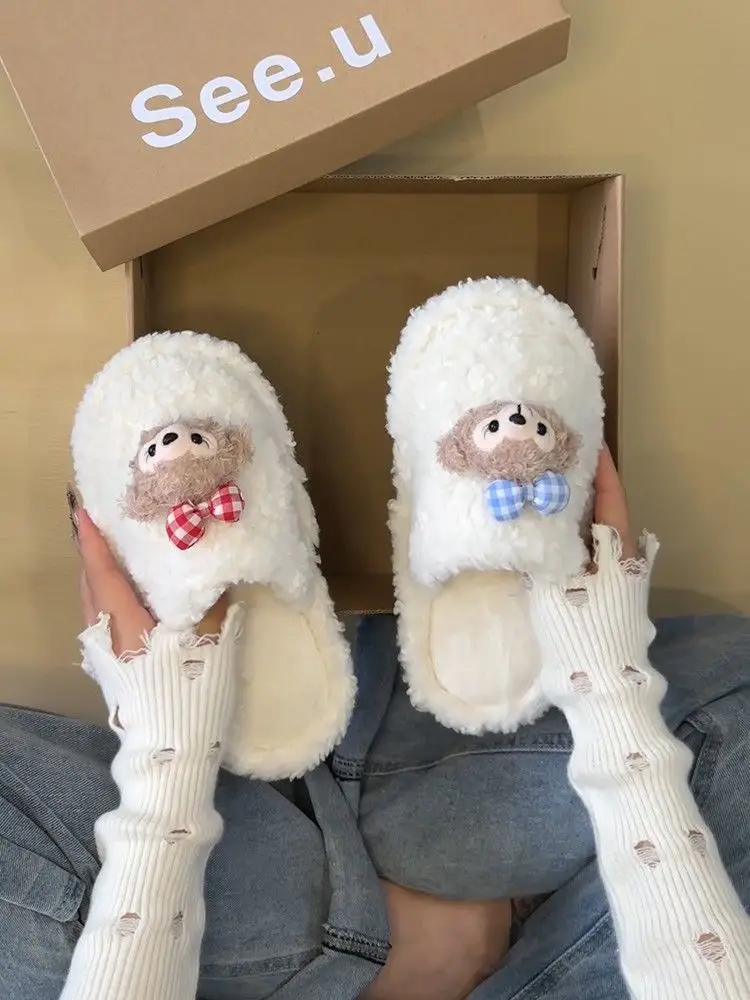Cute Bear Design Winter Cotton Slippers for Women — feature 17