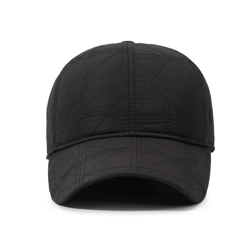 Black Quilted Baseball Cap with Ear Protection - Image 5