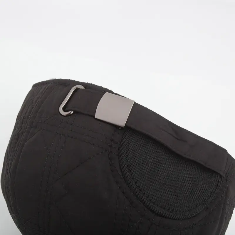 Black Quilted Baseball Cap with Ear Protection - Image 8