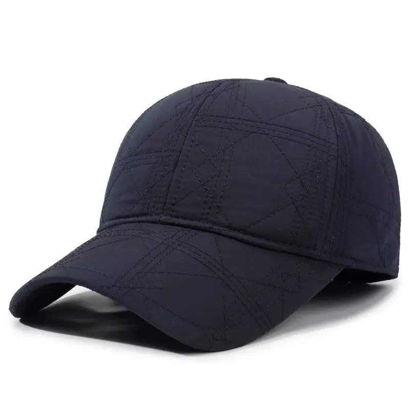 Black Quilted Baseball Cap with Ear Protection - Image 2
