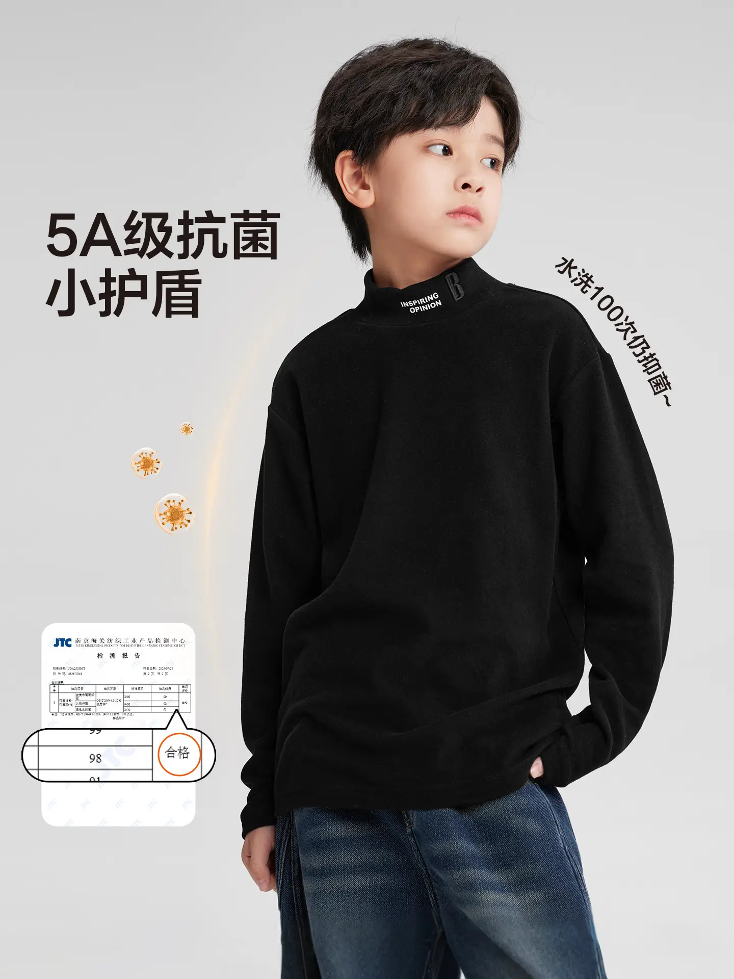 Children's Thermal T-Shirt Black Half Turtleneck Autumn Winter - Image 6