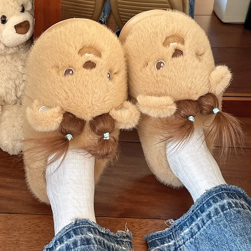 Nanbowan Cartoon Cotton Slippers for Women in Autumn and Winter Home Indoor Warm Outer Wear Non-Slip Cute Furry Cotton Slippers for Women — feature 7