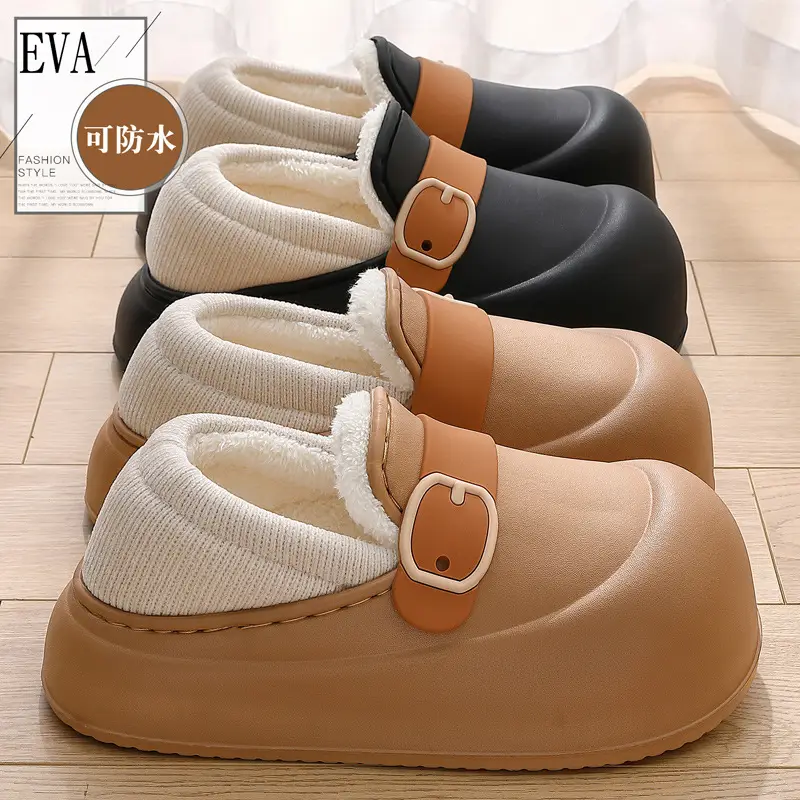 Waterproof Eva Cotton Slippers for Women Winter Couple Plush Warm Anti-Slip Indoor and Outdoor Wear Women's Winter Cotton Shoes Wholesale - Image 5