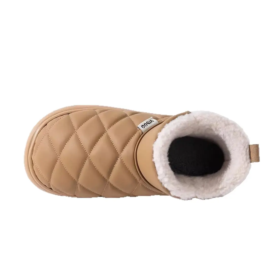 Waterproof Snow Boots for Women, New Winter Outer Wear, Non-Slip, Fleece-Lined, Increased Warmth, Fashionable Thick-Soled Bag-Heeled Cotton Slippers