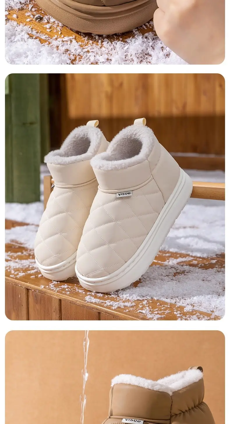 Waterproof Snow Boots for Women, New Winter Outer Wear, Non-Slip, Fleece-Lined, Increased Warmth, Fashionable Thick-Soled Bag-Heeled Cotton Slippers — feature 9
