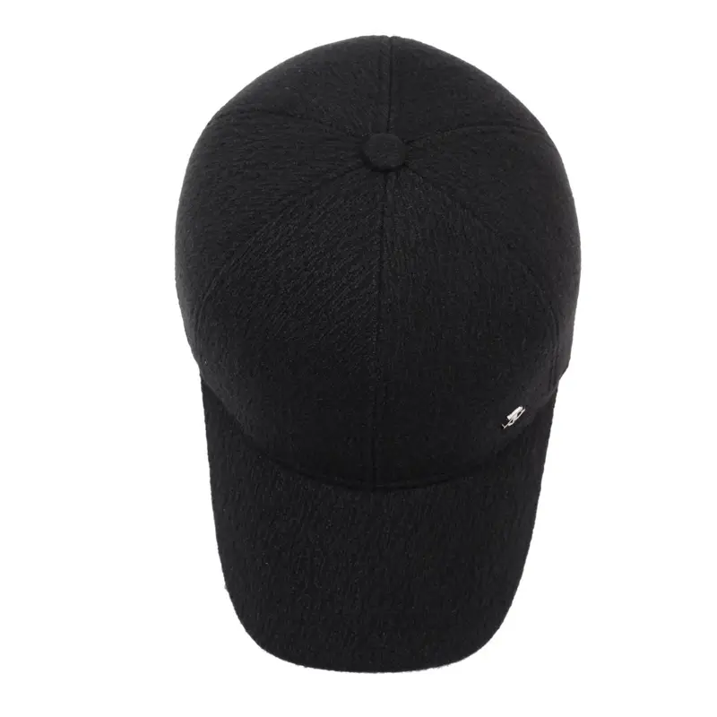 Men's Black Fleece Baseball Cap Warm Dad Style - Image 5