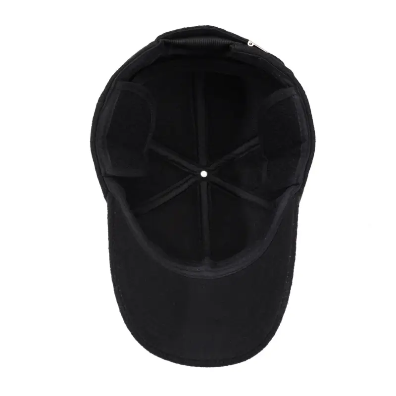 Men's Black Fleece Baseball Cap Warm Dad Style - Image 6