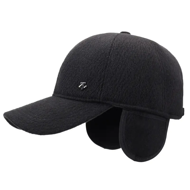 Men's Black Fleece Baseball Cap Warm Dad Style - Image 7