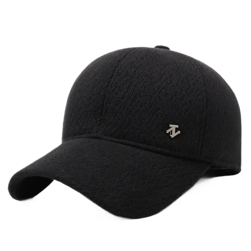Men's Black Fleece Baseball Cap Warm Dad Style - Image 8
