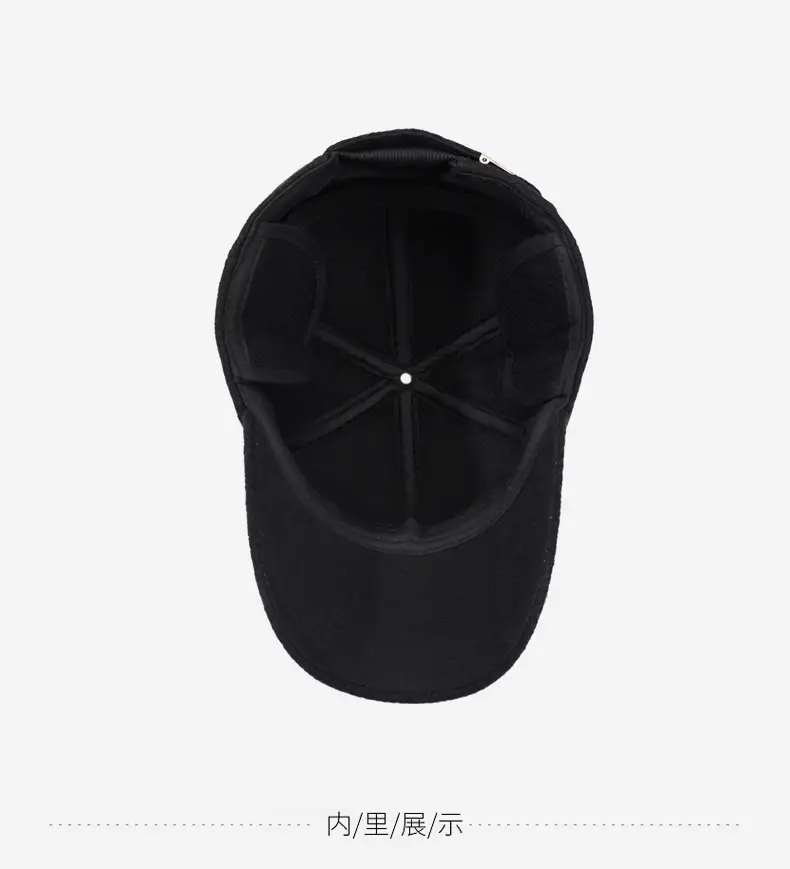 Men's Black Fleece Baseball Cap Warm Dad Style — feature 13