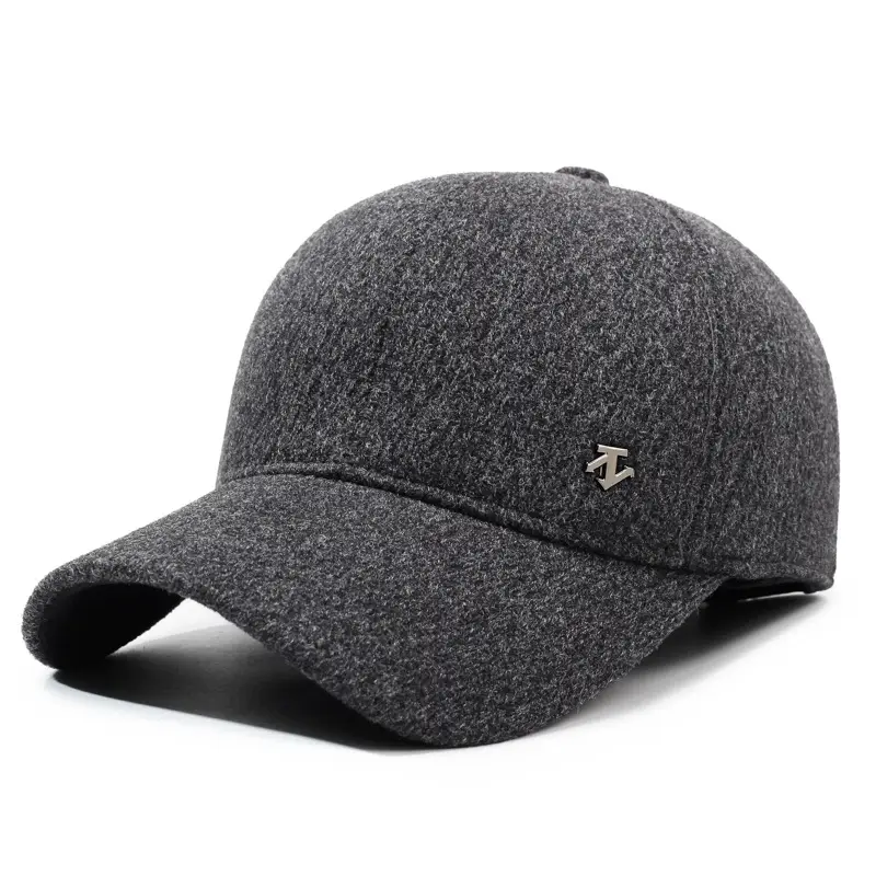 Men's Black Fleece Baseball Cap Warm Dad Style - Image 2