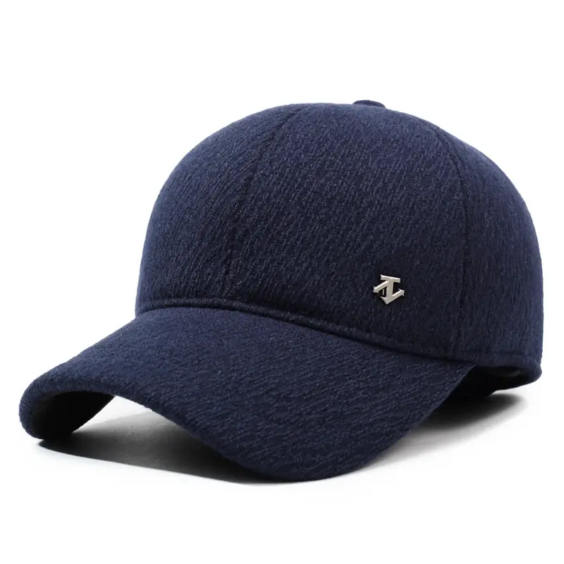 Men's Black Fleece Baseball Cap Warm Dad Style - Image 3