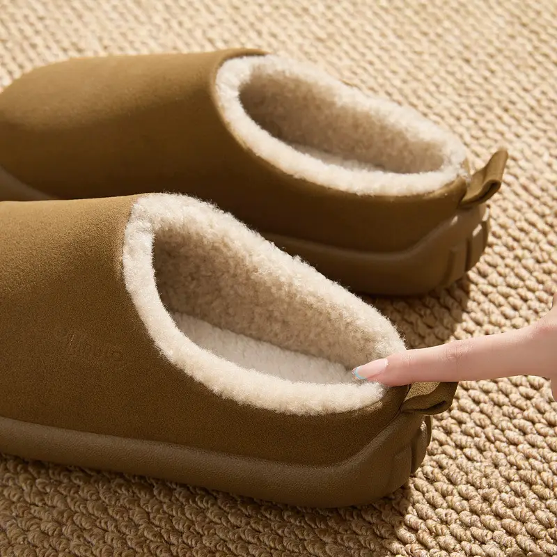 Home Cotton Slippers Winter Women's Indoor Household Plush Warm Anti-Slip Fleece-Lined Men's Winter Cotton Slippers Men's Winter Wholesale - Image 5
