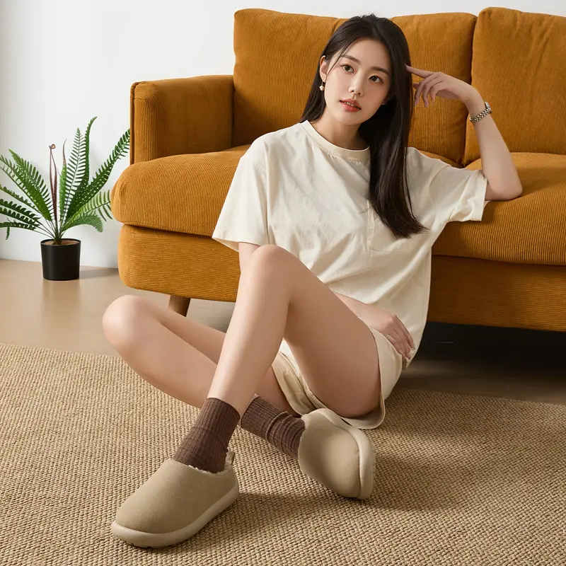 Home Cotton Slippers Winter Women's Indoor Household Plush Warm Anti-Slip Fleece-Lined Men's Winter Cotton Slippers Men's Winter Wholesale - Image 6