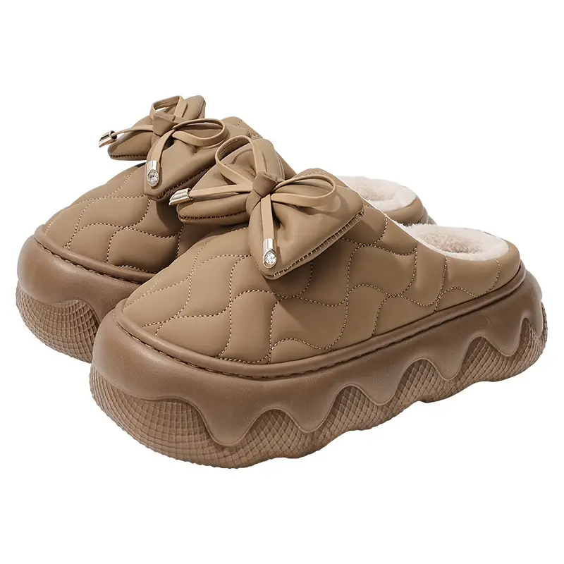 Women's Waterproof Cotton Slippers Tan New Winter - Image 8