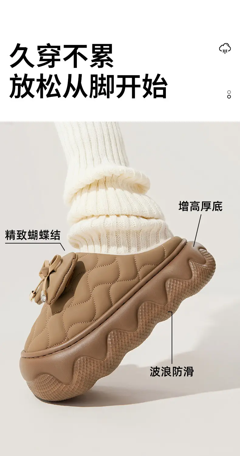 Women's Waterproof Cotton Slippers Tan New Winter — feature 8