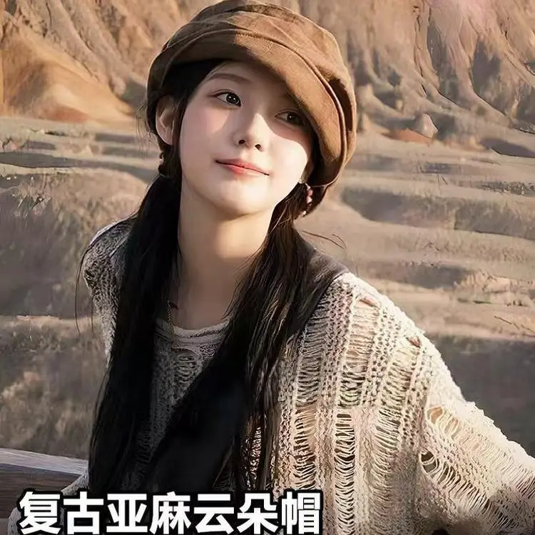 Brown Japanese Linen Duckbill Cap for Women - Image 4