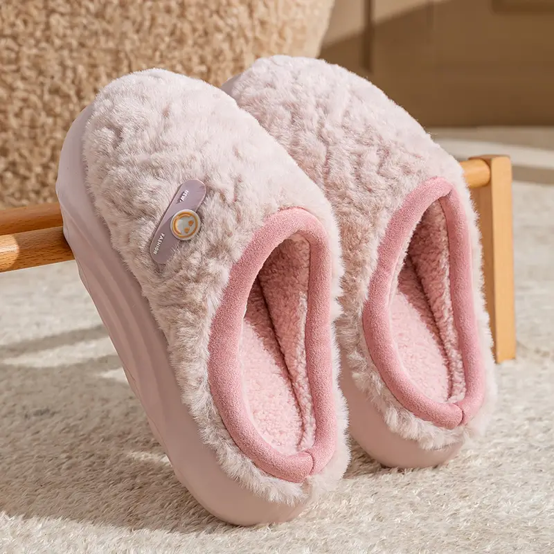 Cotton Slippers for Women Autumn and Winter 5 New Home Indoor Fleece-Lined Warm Thick Sole Anti-Slip Smelly Feet Couple Cotton Slippers - Image 6