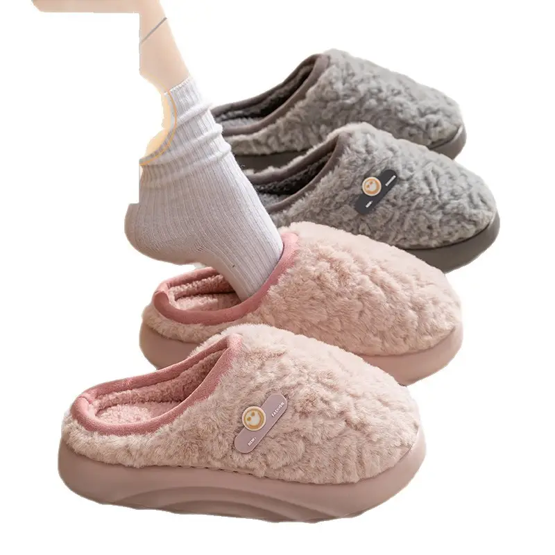 Cotton Slippers for Women Autumn and Winter 5 New Home Indoor Fleece-Lined Warm Thick Sole Anti-Slip Smelly Feet Couple Cotton Slippers - Image 10
