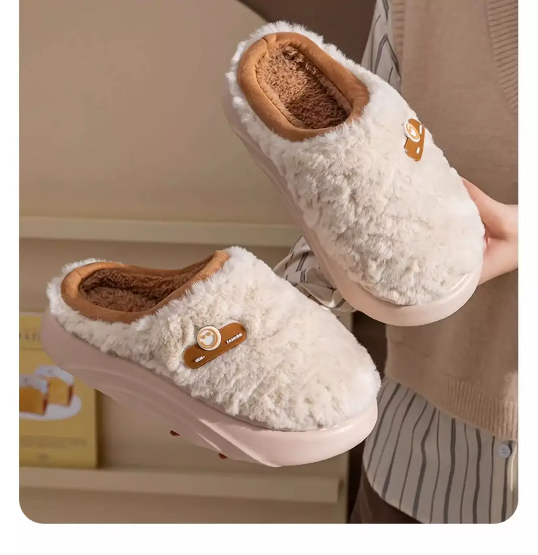 Cotton Slippers for Women Autumn and Winter 5 New Home Indoor Fleece-Lined Warm Thick Sole Anti-Slip Smelly Feet Couple Cotton Slippers — feature 12