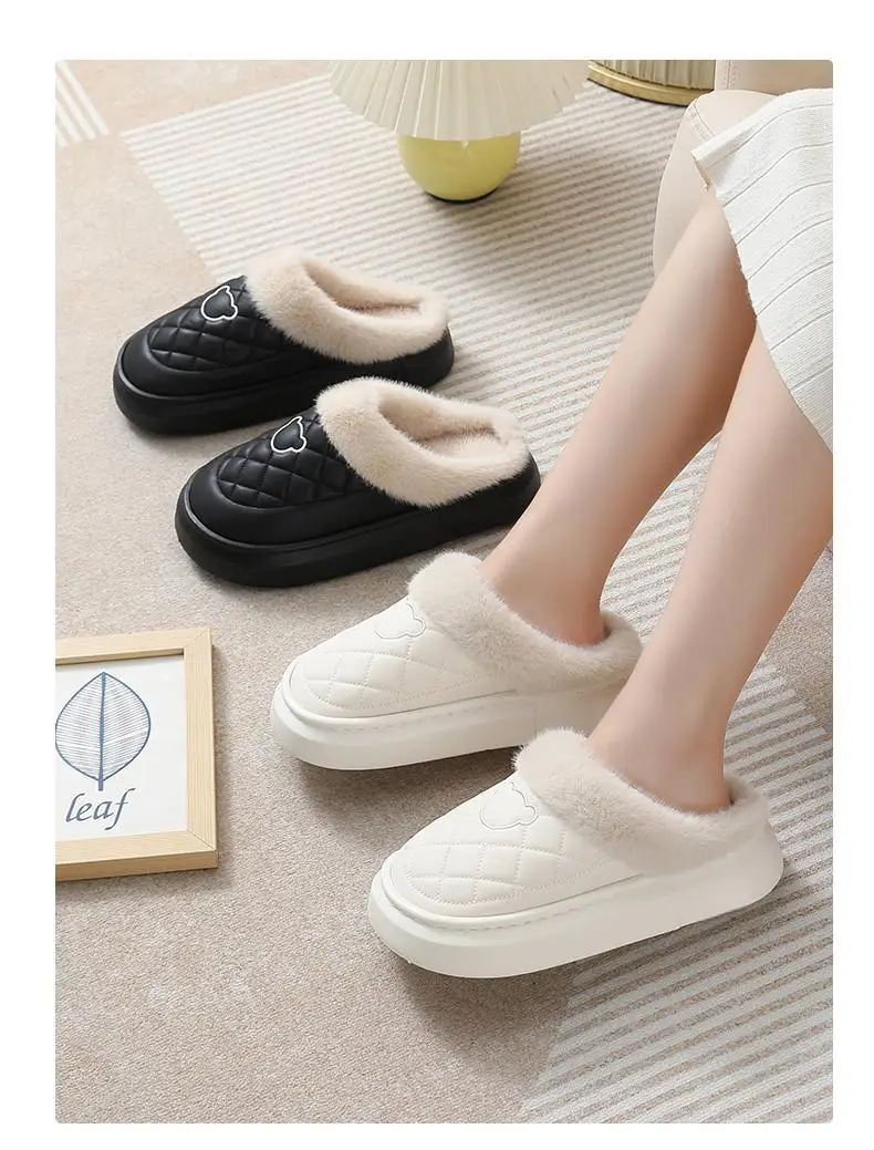 Cotton Slippers for Women, Winter 2025 New Style, Home and Outdoor Wear, Fleece-Lined, Warm, Soft Sole, Non-Slip, Waterproof, Couple Style — feature 13