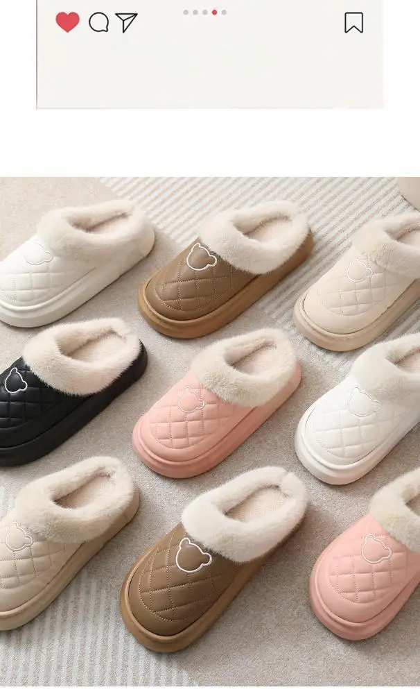 Cotton Slippers for Women, Winter 2025 New Style, Home and Outdoor Wear, Fleece-Lined, Warm, Soft Sole, Non-Slip, Waterproof, Couple Style — feature 5