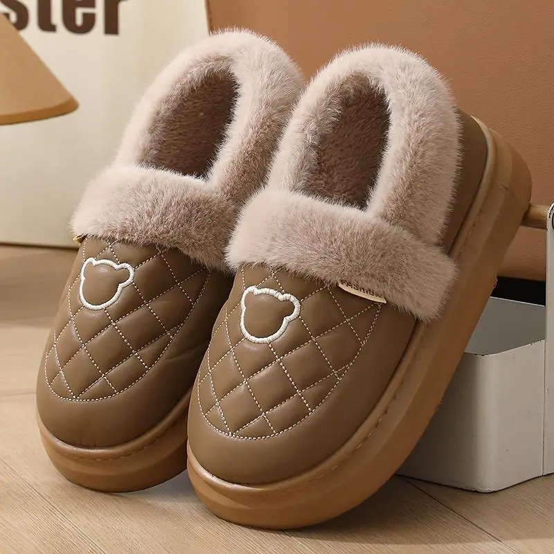 Cotton Slippers for Women, Winter 2025 New Style, Home and Outdoor Wear, Fleece-Lined, Warm, Soft Sole, Non-Slip, Waterproof, Couple Style - Image 12