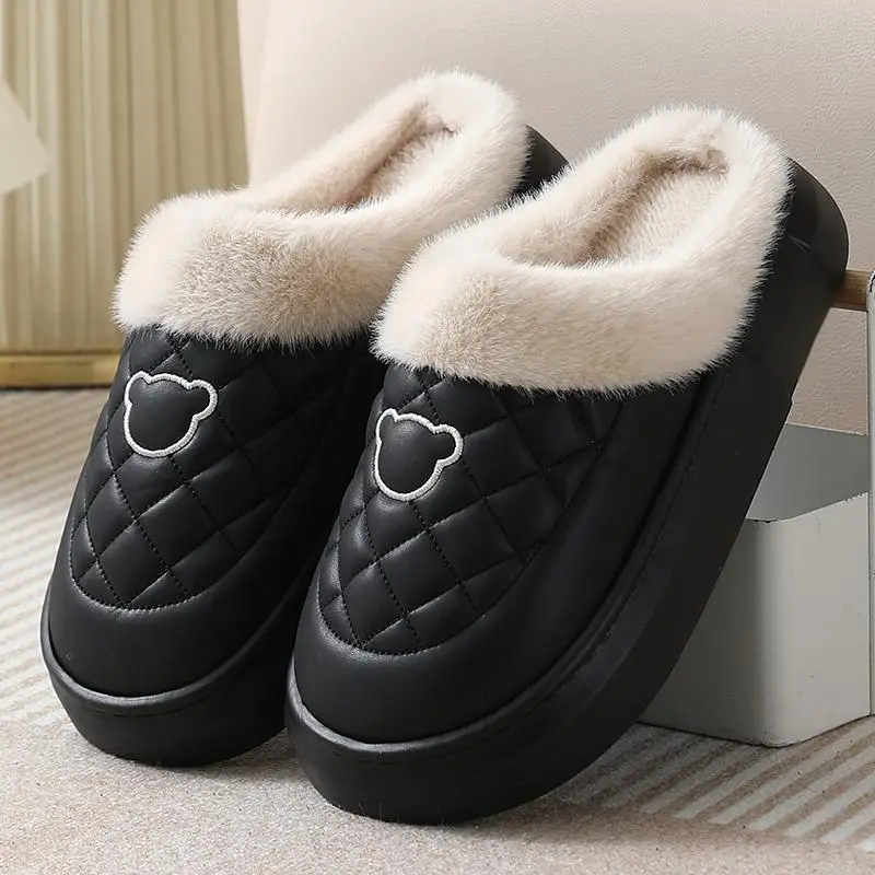Cotton Slippers for Women, Winter 2025 New Style, Home and Outdoor Wear, Fleece-Lined, Warm, Soft Sole, Non-Slip, Waterproof, Couple Style - Image 3