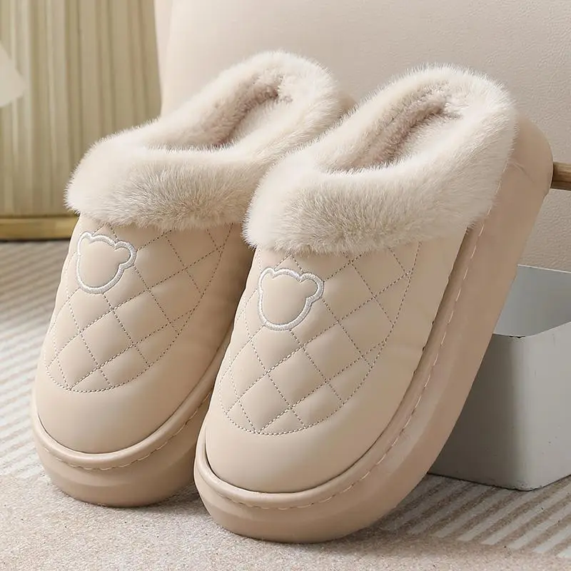 Cotton Slippers for Women, Winter 2025 New Style, Home and Outdoor Wear, Fleece-Lined, Warm, Soft Sole, Non-Slip, Waterproof, Couple Style - Image 4
