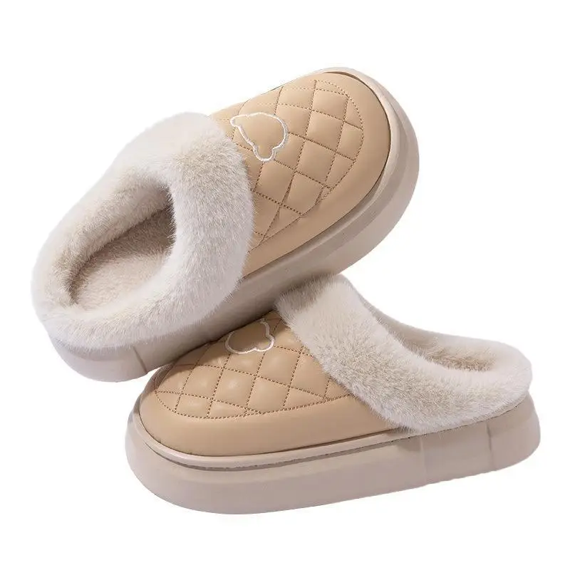 Cotton Slippers for Women, Winter 2025 New Style, Home and Outdoor Wear, Fleece-Lined, Warm, Soft Sole, Non-Slip, Waterproof, Couple Style - Image 5