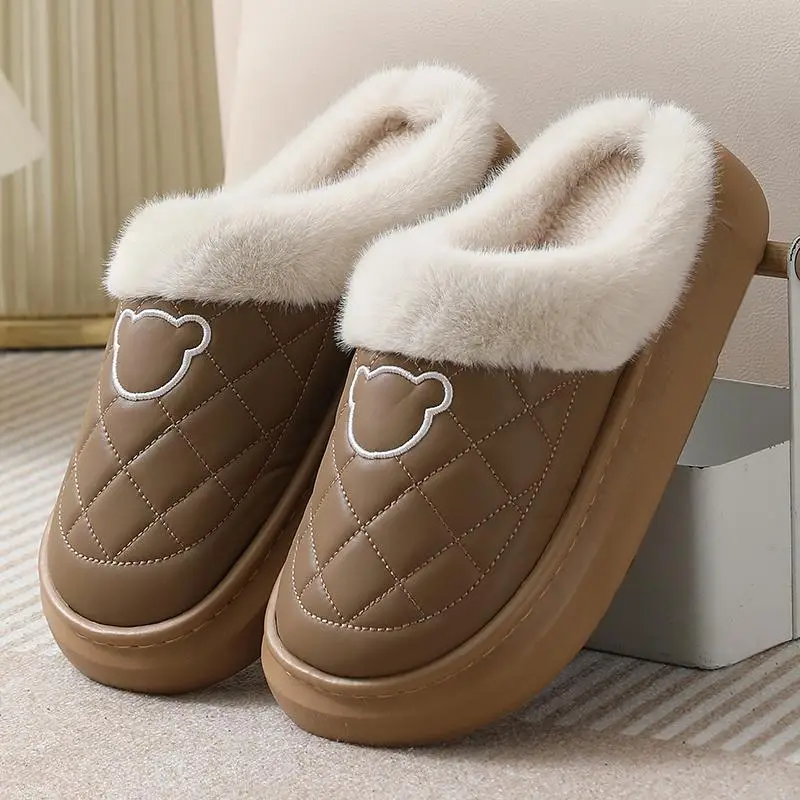 Cotton Slippers for Women, Winter 2025 New Style, Home and Outdoor Wear, Fleece-Lined, Warm, Soft Sole, Non-Slip, Waterproof, Couple Style - Image 6