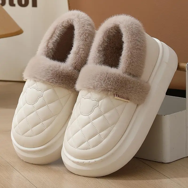 Cotton Slippers for Women, Winter 2025 New Style, Home and Outdoor Wear, Fleece-Lined, Warm, Soft Sole, Non-Slip, Waterproof, Couple Style - Image 7