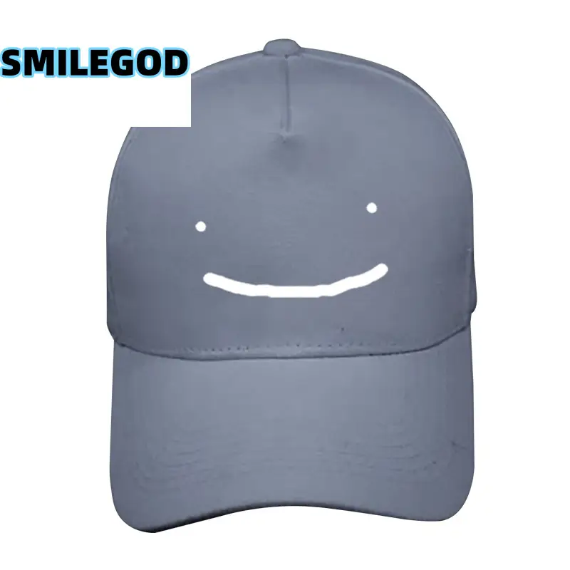 Smiley Face Baseball Cap Grey Unisex - Image 6