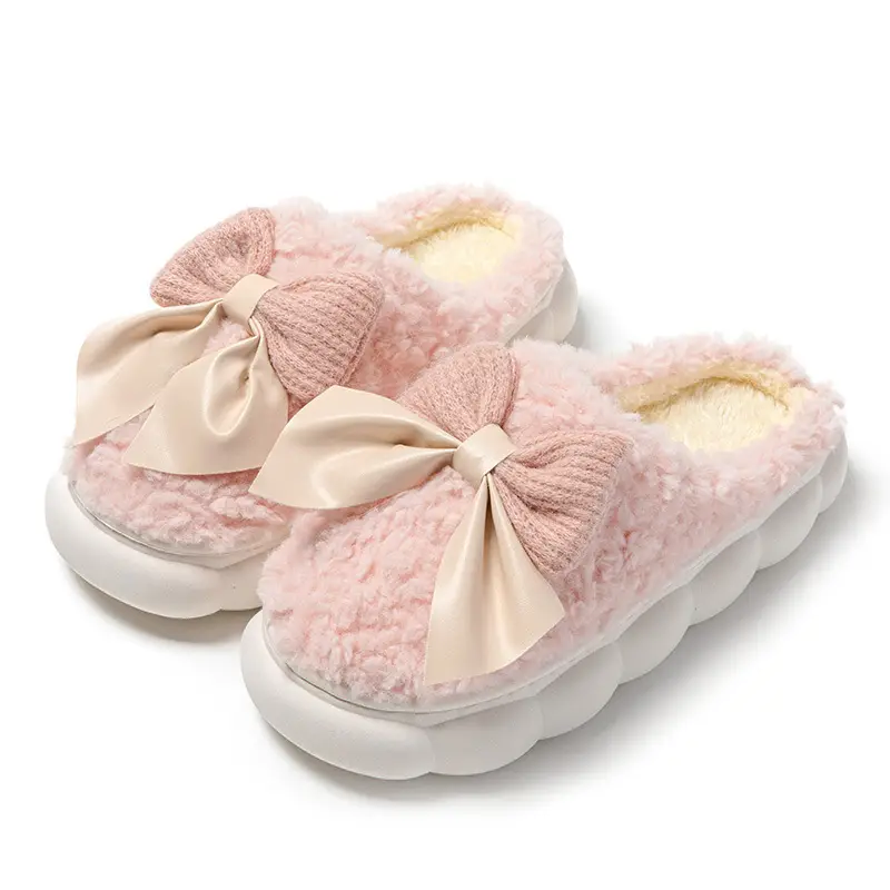 Women Bow Fleece Lined Slipper Autumn Winter - Image 7