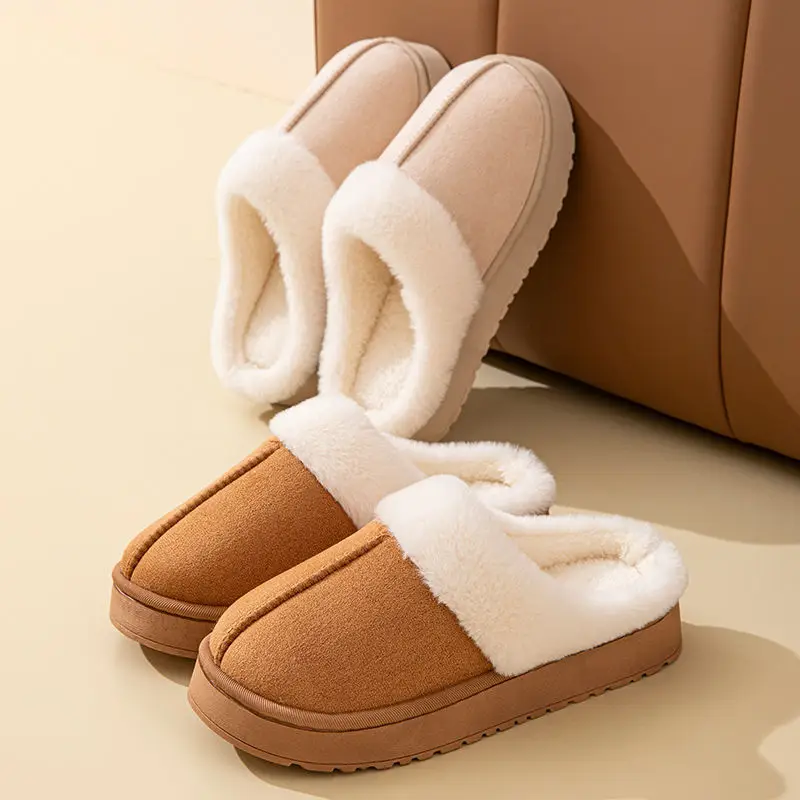 Cotton Slippers for Women Indoor Home Household Anti-Slip Winter Winter 2025 New Warm Plush Slippers for Men