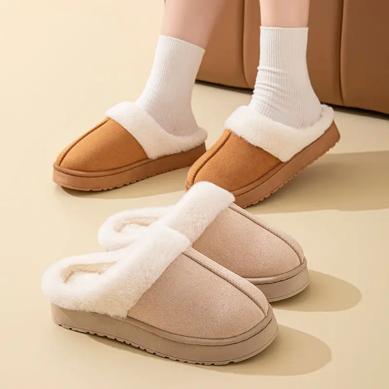 Cotton Slippers for Women Indoor Home Household Anti-Slip Winter Winter 2025 New Warm Plush Slippers for Men