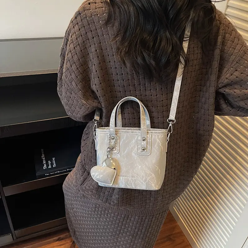 Women's Brown Satchel Shoulder Bag with Chain Strap - Image 7