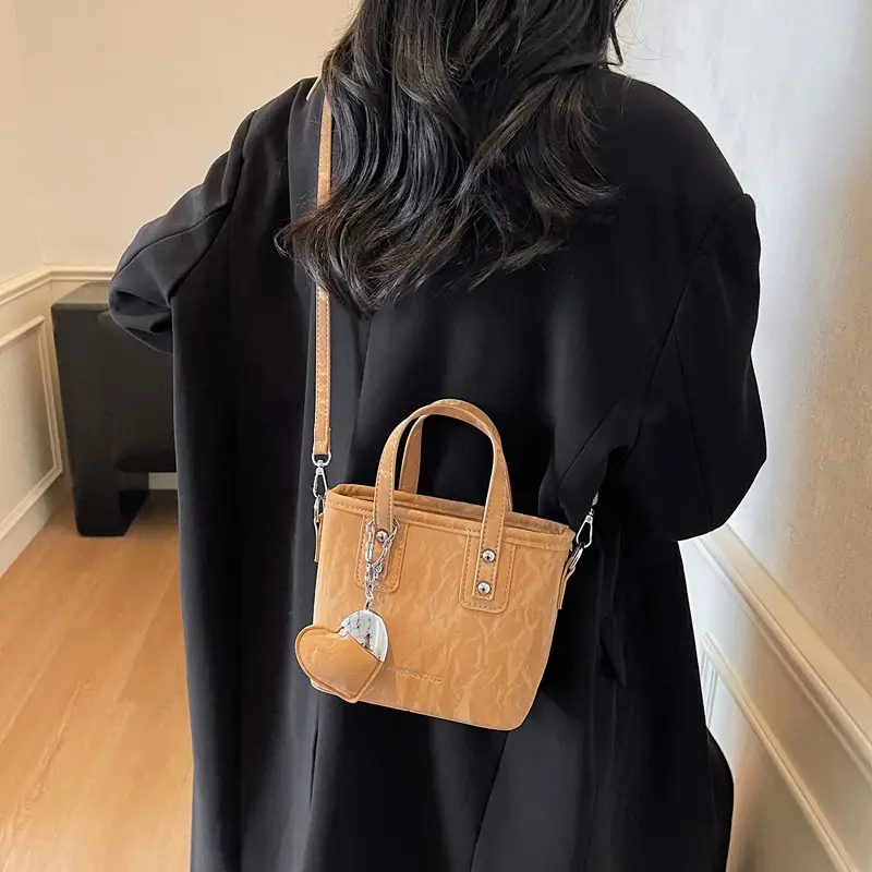 Women's Brown Satchel Shoulder Bag with Chain Strap - Image 9
