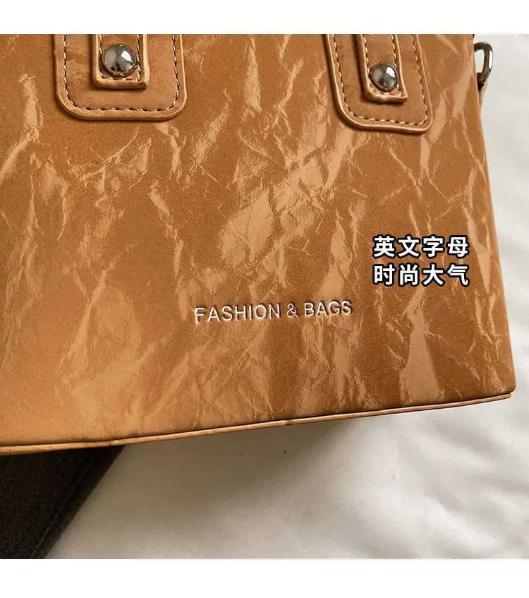 Women's Brown Satchel Shoulder Bag with Chain Strap — feature 10