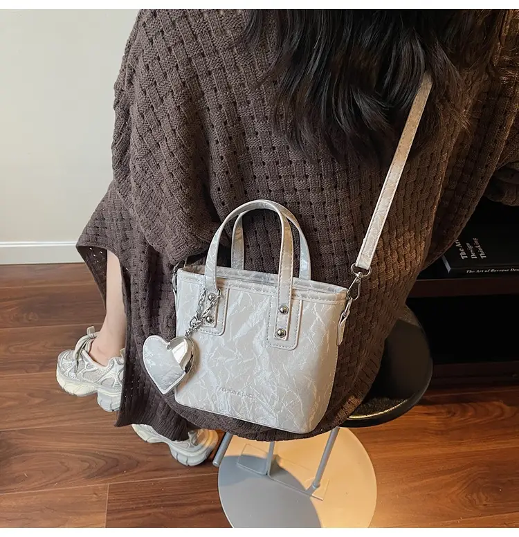 Women's Brown Satchel Shoulder Bag with Chain Strap — feature 12