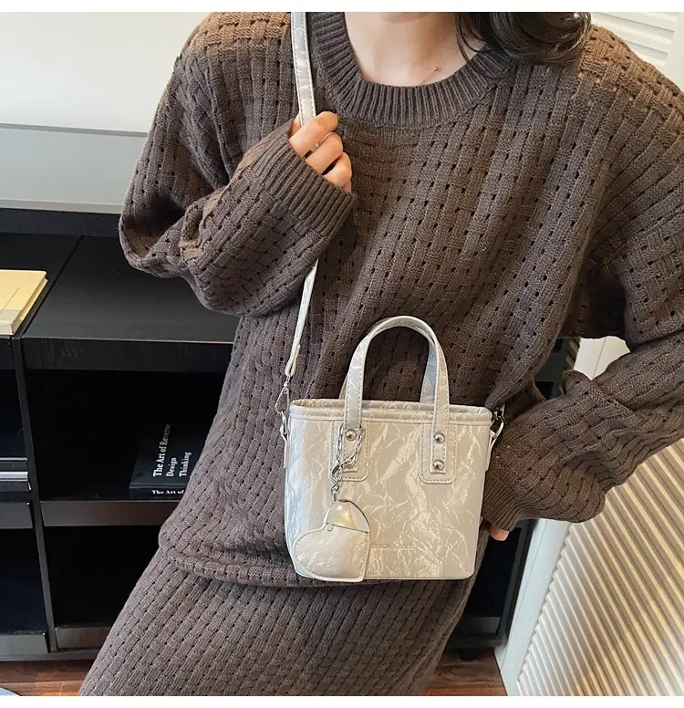 Women's Brown Satchel Shoulder Bag with Chain Strap — feature 14