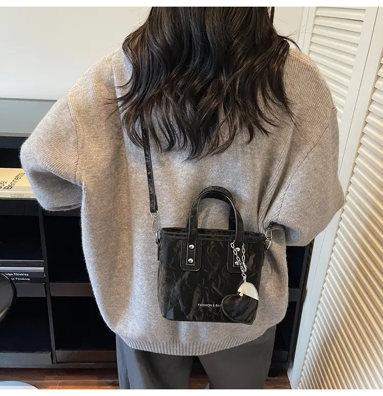 Women's Brown Satchel Shoulder Bag with Chain Strap — feature 15