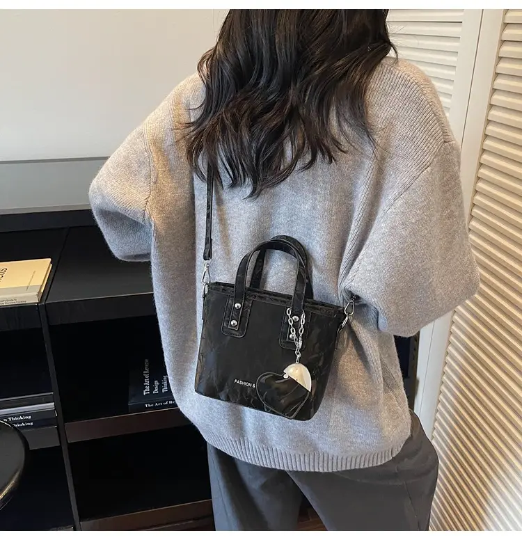 Women's Brown Satchel Shoulder Bag with Chain Strap — feature 16