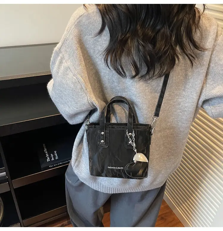 Women's Brown Satchel Shoulder Bag with Chain Strap — feature 17