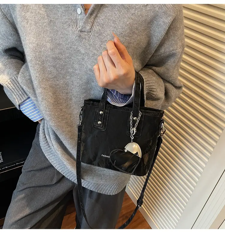 Women's Brown Satchel Shoulder Bag with Chain Strap — feature 18
